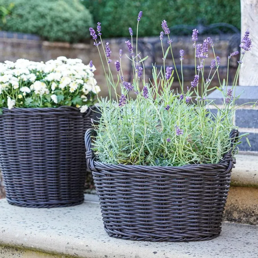 Medium Planter Basket - Grey, Polyrattan