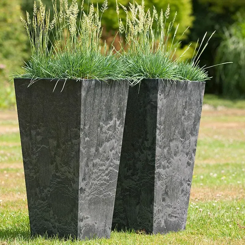 Medium Tall Planter Vase - Black, Artstone image