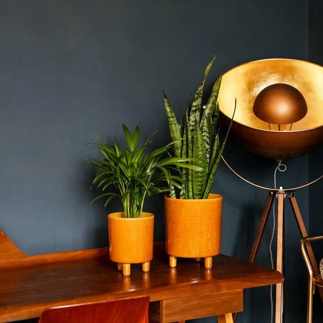 Medium Tripod Plant Pot - Mustard, Ceramic