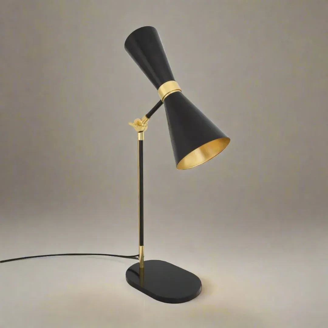 Mid-Century Table Lamp - Black, Brass image