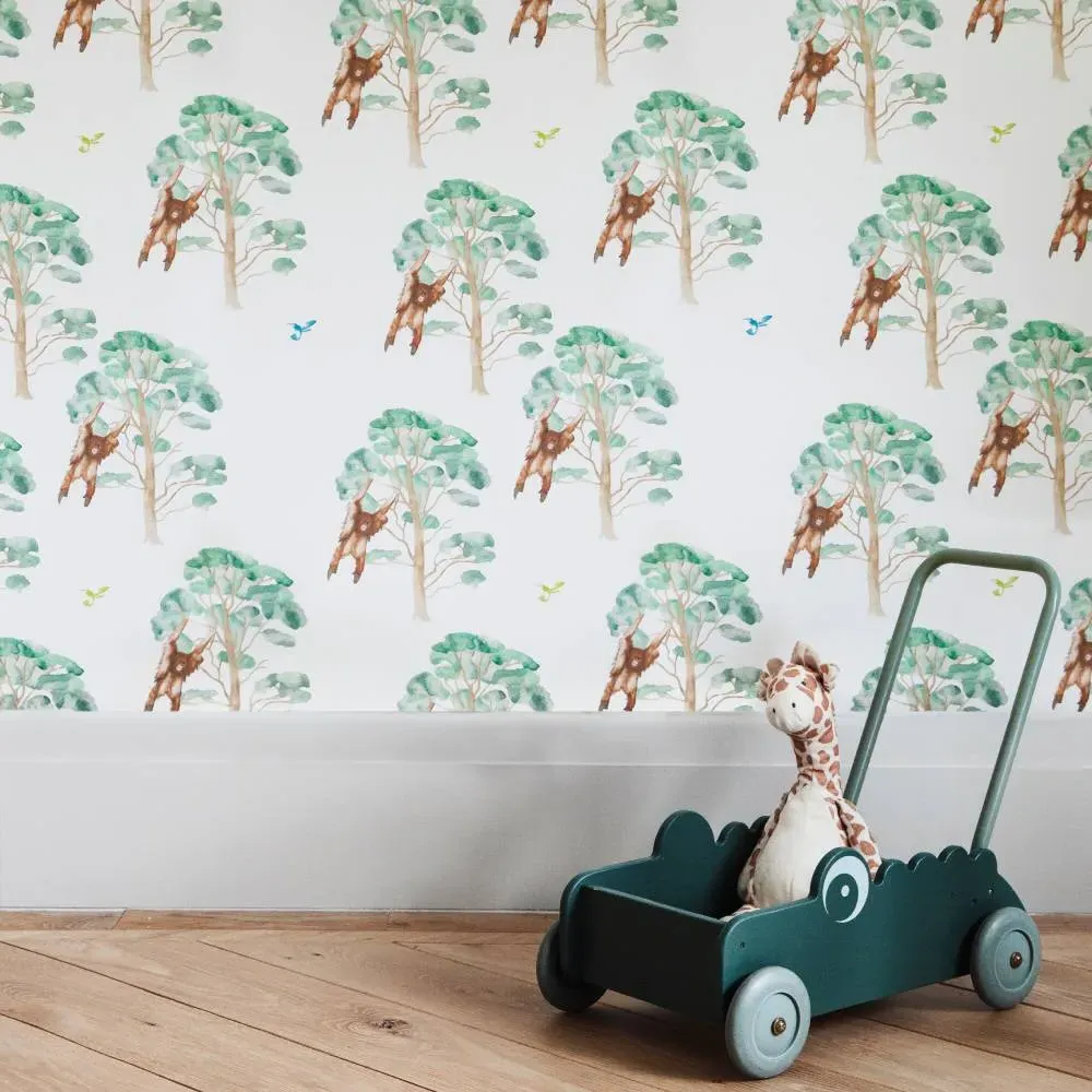 Monkey Wallpaper Roll - Watercolor Print image