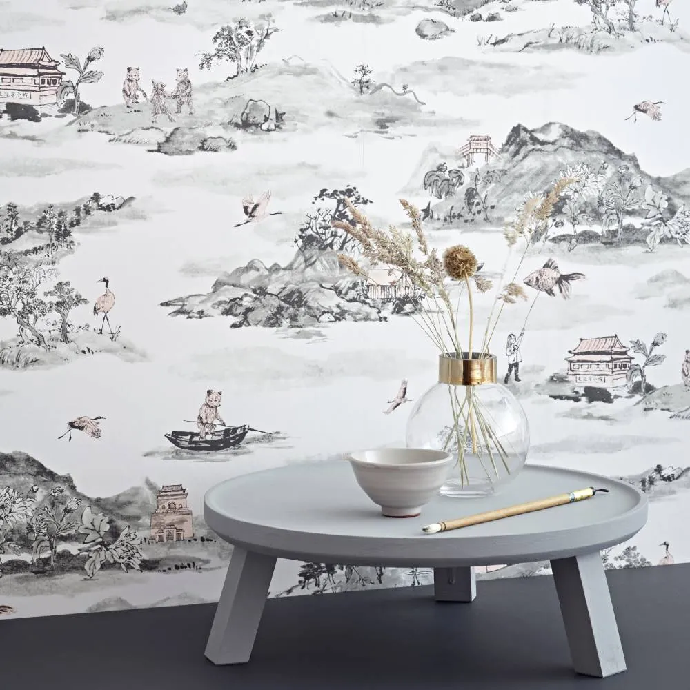 Mountains Classic Wallpaper - Grey Pink