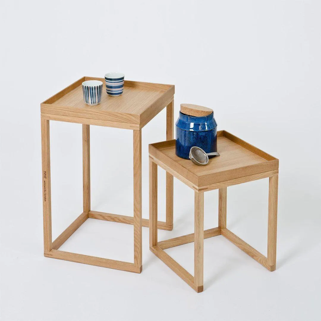 Nesting Side Tables Set - Natural Oak