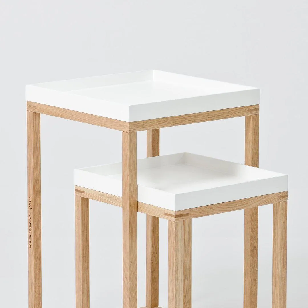 Nesting Side Tables Set - White, Oak