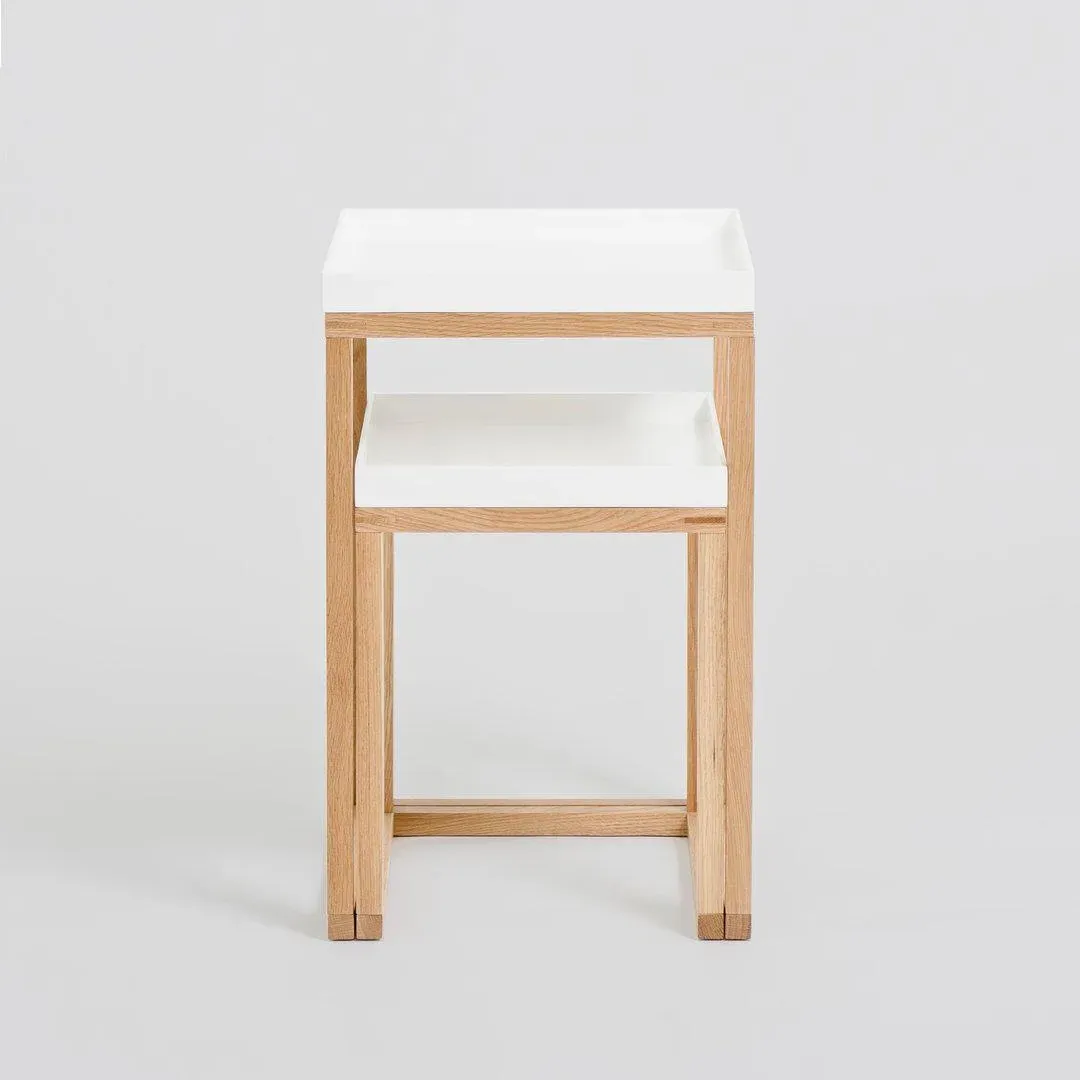 Nesting Side Tables Set - White, Oak