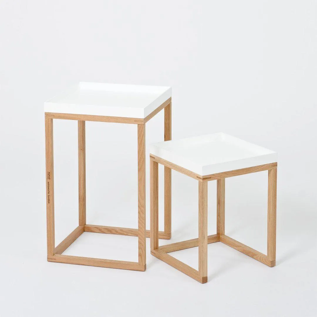 Nesting Side Tables Set - White, Oak