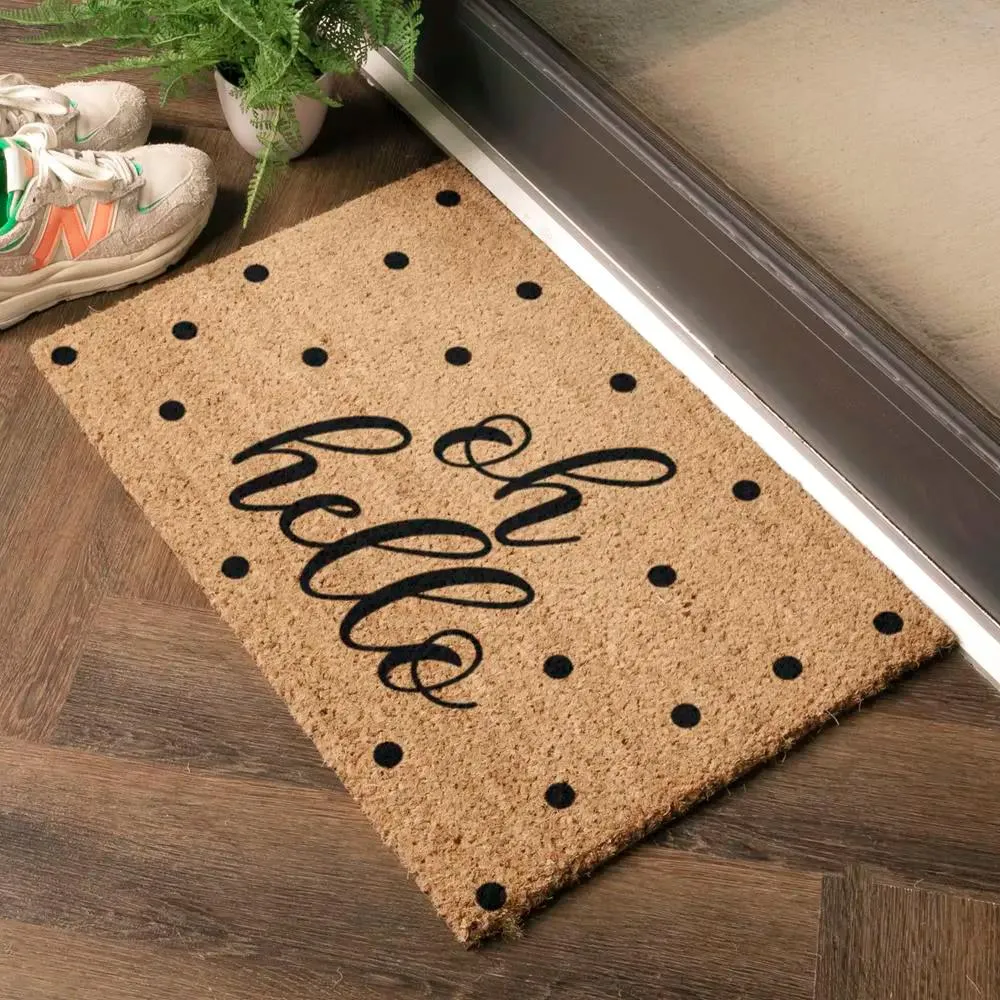 Oh Hello Doormat - Black, Coir