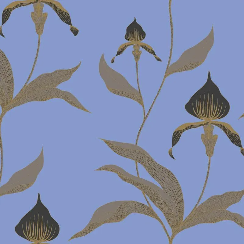 Orchid Wallpaper Roll - Blue, Paper