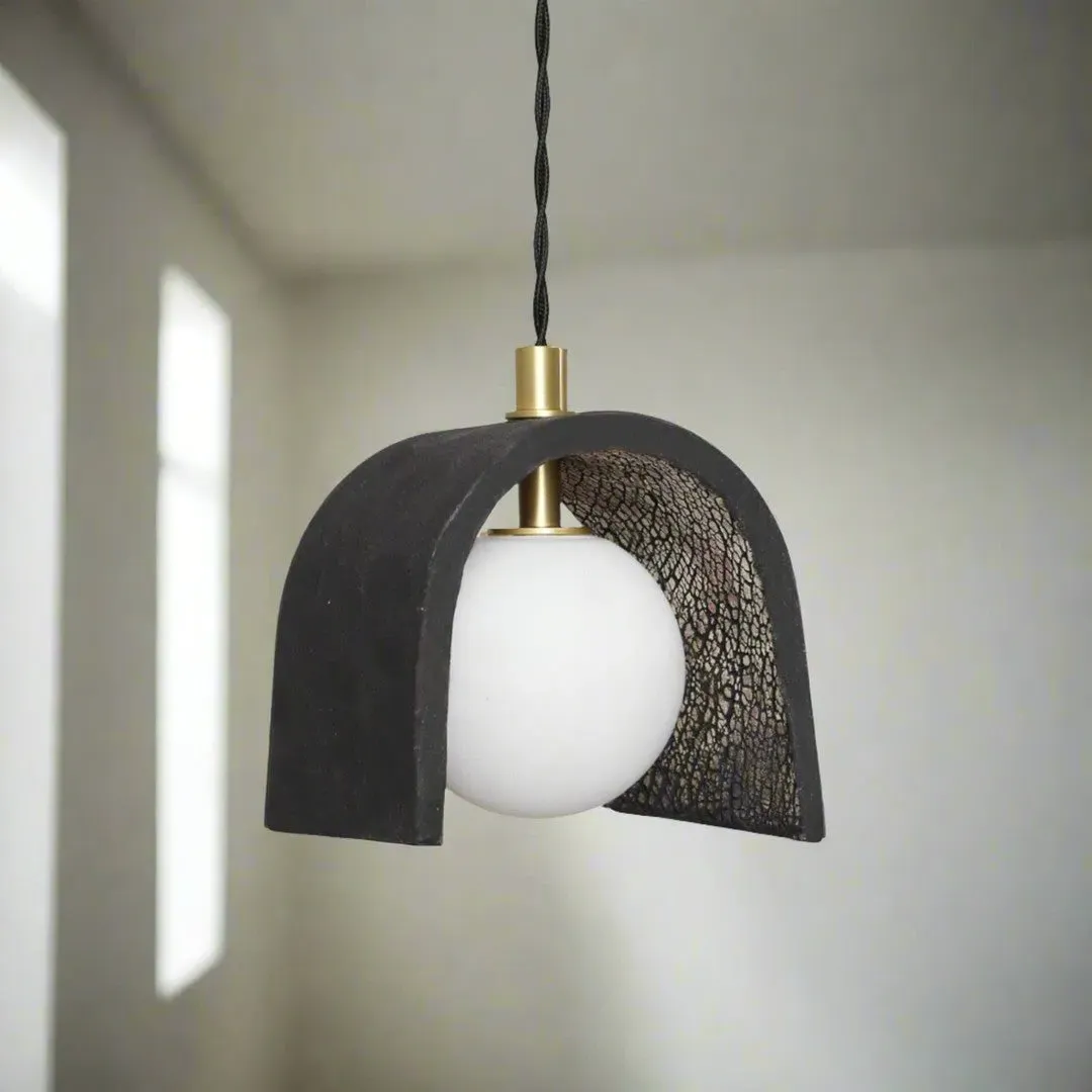 Organic Ceramic Pendant Light - Black, Ceramic image