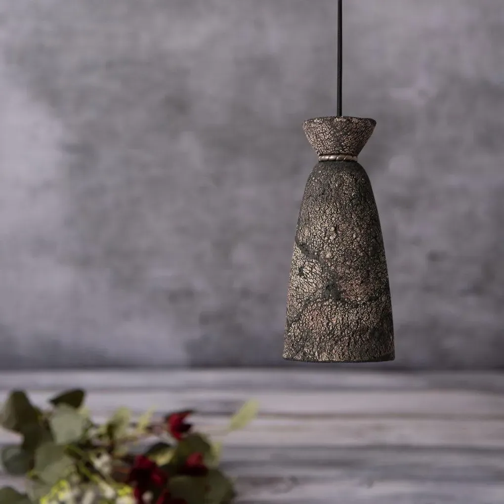 Organic Pendant Light - Black Clay, Ceramic image
