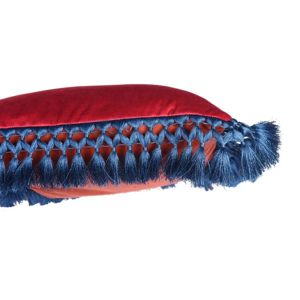 Oriental Cushion with Tassels - Ruby, Velvet