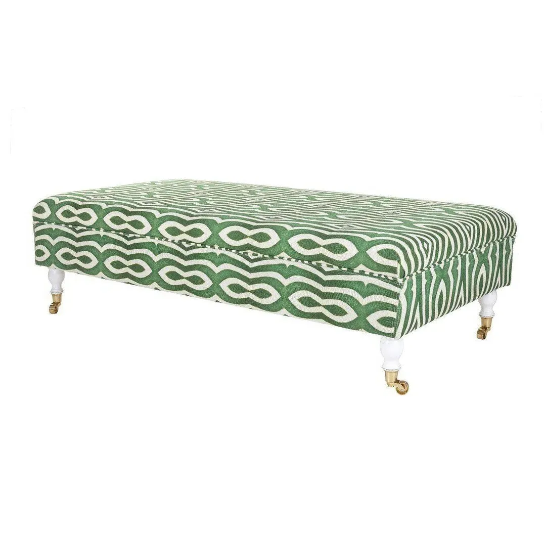Ottoman Bench with Storage - Blue, Linen