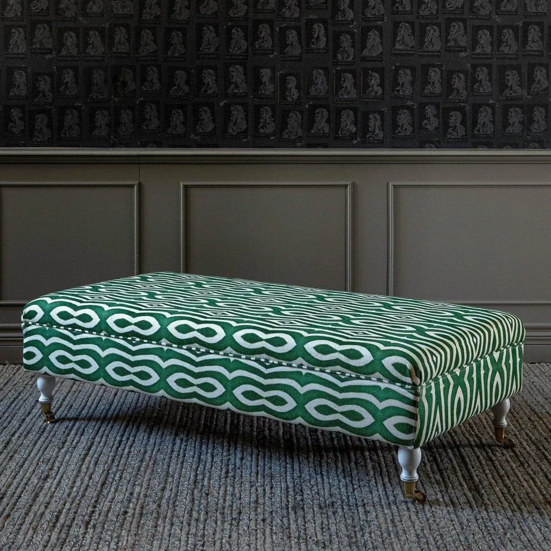 Ottoman Bench with Storage - Blue, Linen