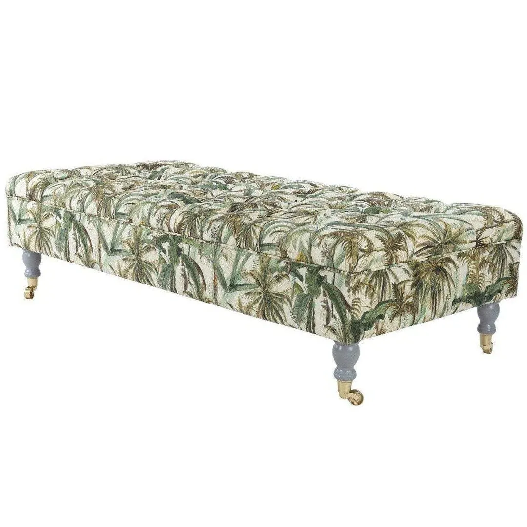 Ottoman Bench with Storage - Green, Linen