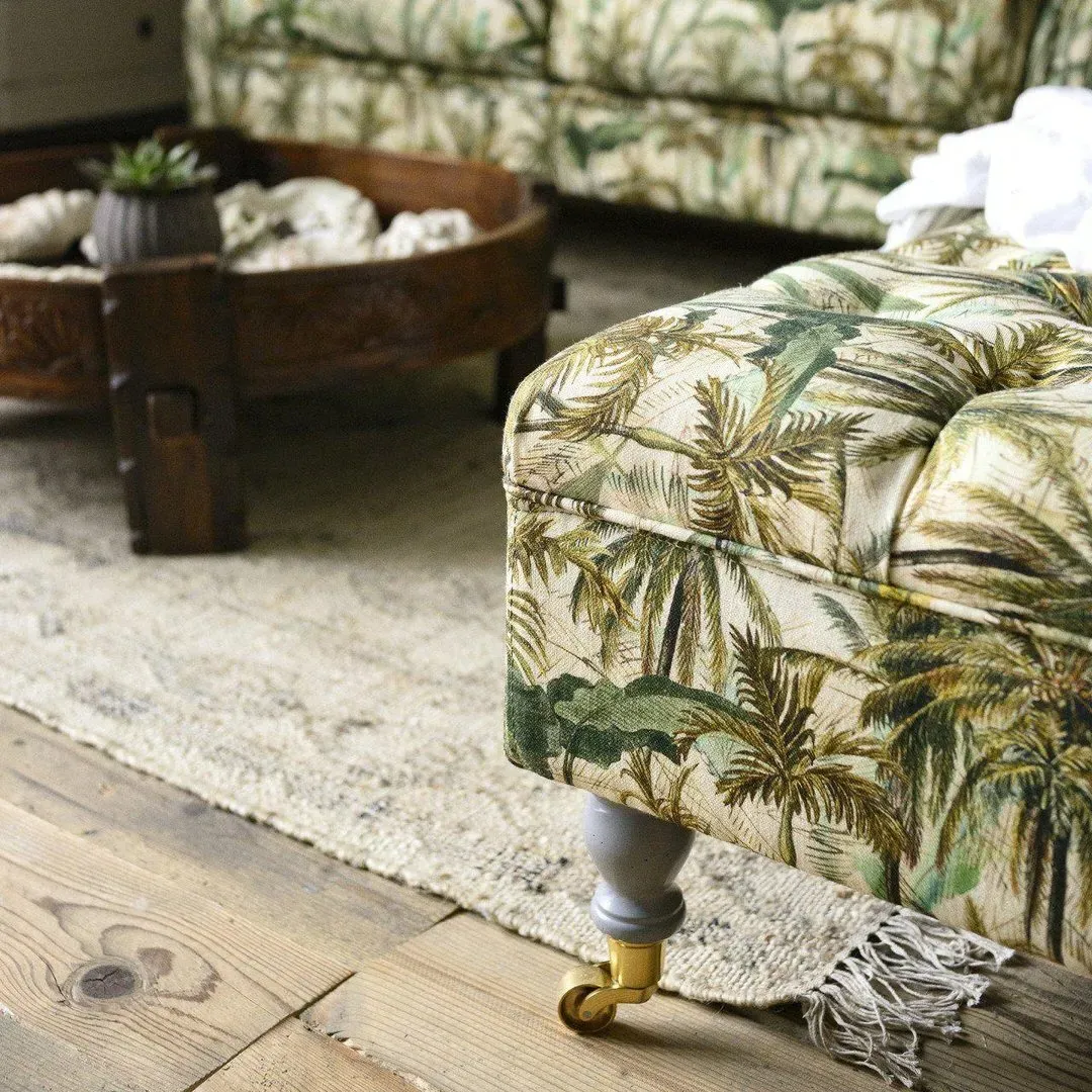 Ottoman Bench with Storage - Green, Linen