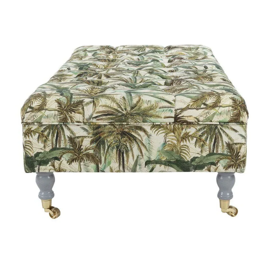 Ottoman Bench with Storage - Green, Linen