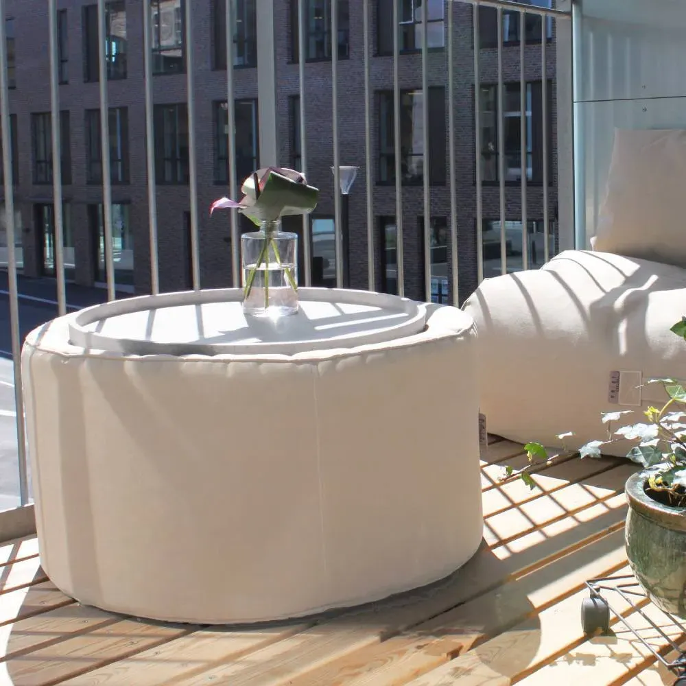 Outdoor Pouf with Weather Resistance - Beige image