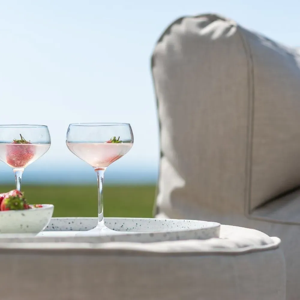 Outdoor Seating Set with Pouffe - Beige