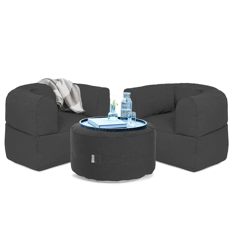 Outdoor Seating Set with Pouffe - Graphite