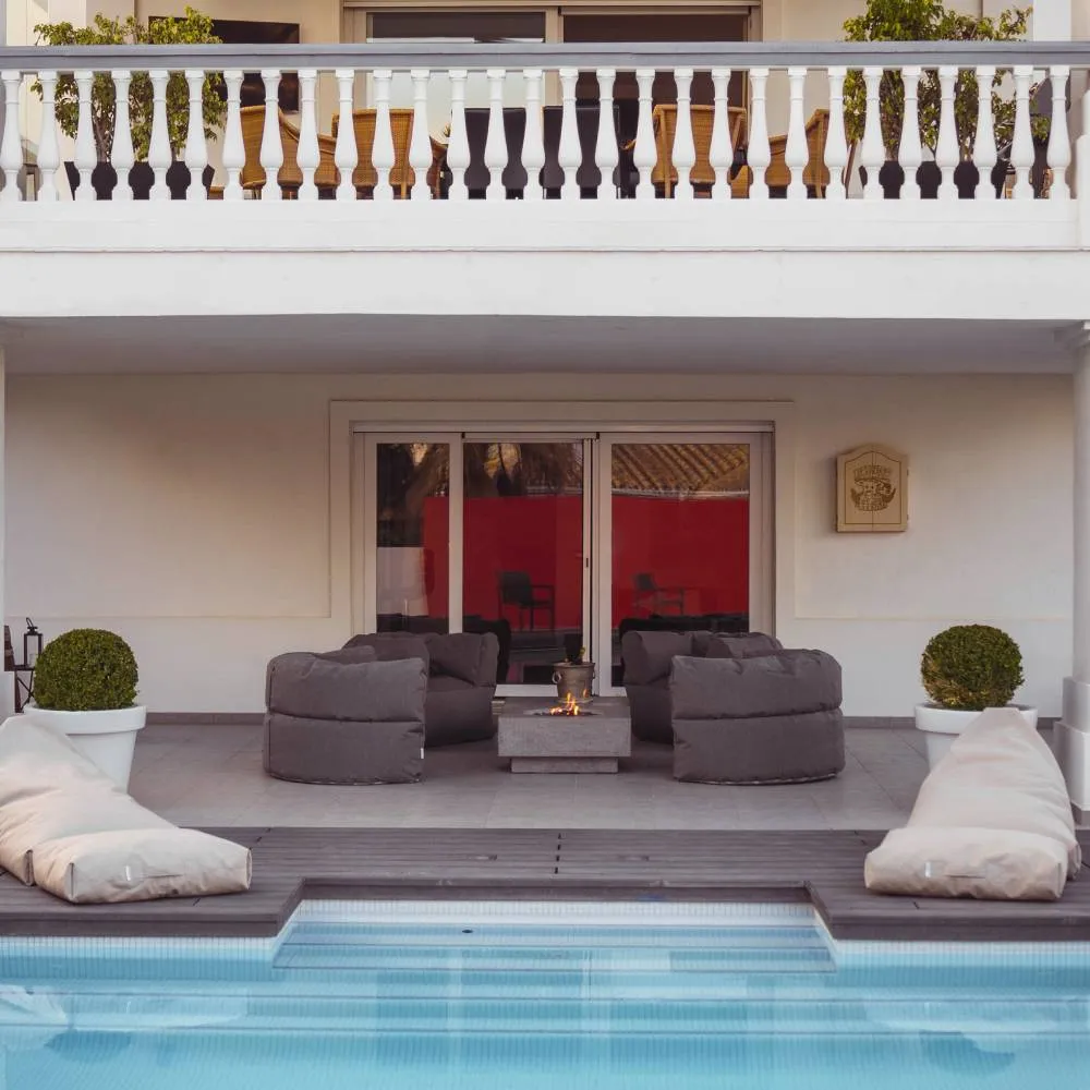 Outdoor Seating Set with Pouffe - Grey