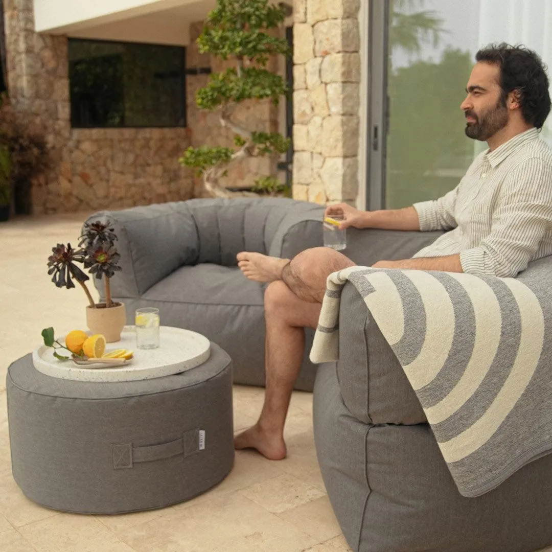 Outdoor Seating Set with Pouffe - Grey