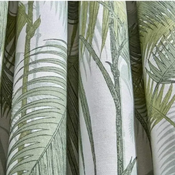 Palm Jungle Fabric - Green, Linen image