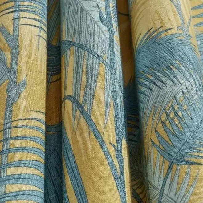 Palm Jungle Fabric - Ochre, Linen