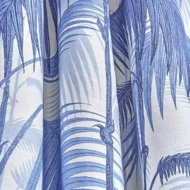 Palm Jungle Linen Fabric - Hyacinth, Linen