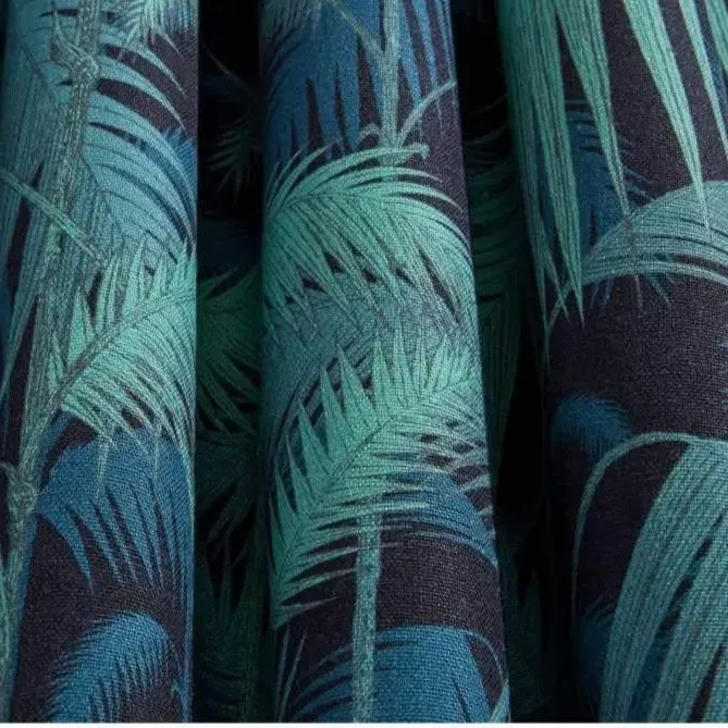 Palm Jungle Linen Fabric - Viridian, Linen