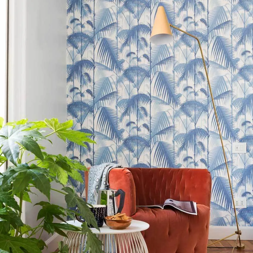 Palm Jungle Wallpaper - Blue, Paper
