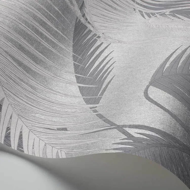 Palm Jungle Wallpaper - Grey, Paper