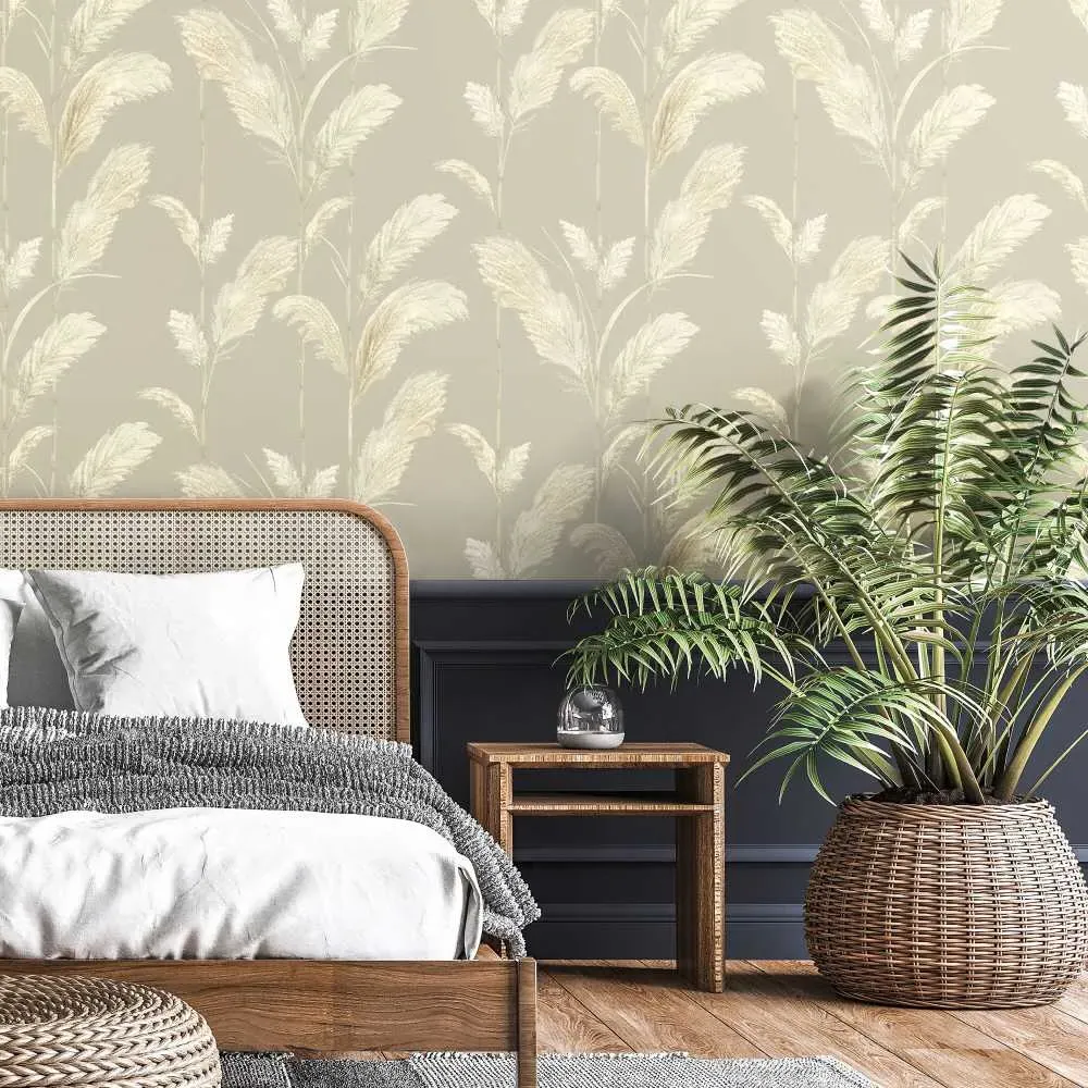 Pampas Grass Wallpaper Roll - Oatmeal