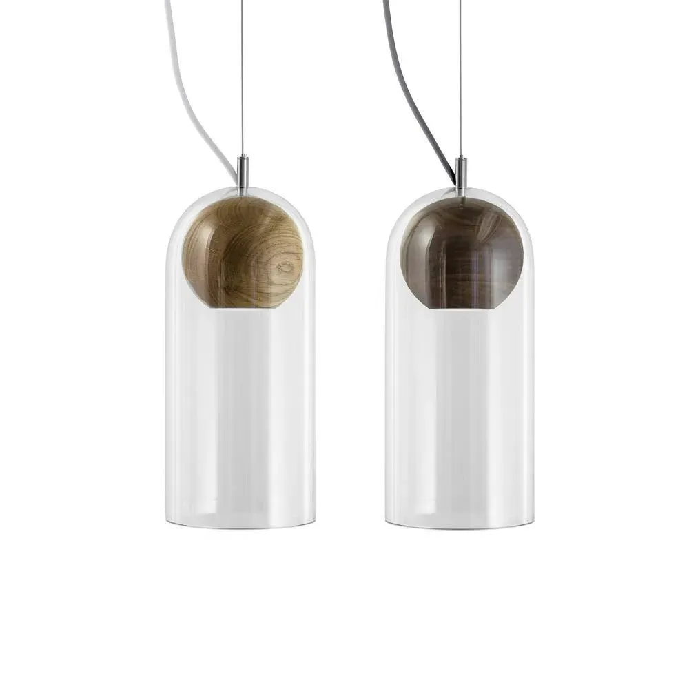 Pendant Lamp with Glass Dome - Oak