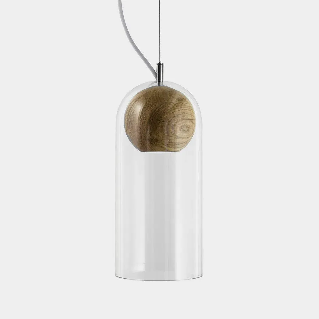 Pendant Lamp with Glass Dome - Oak image