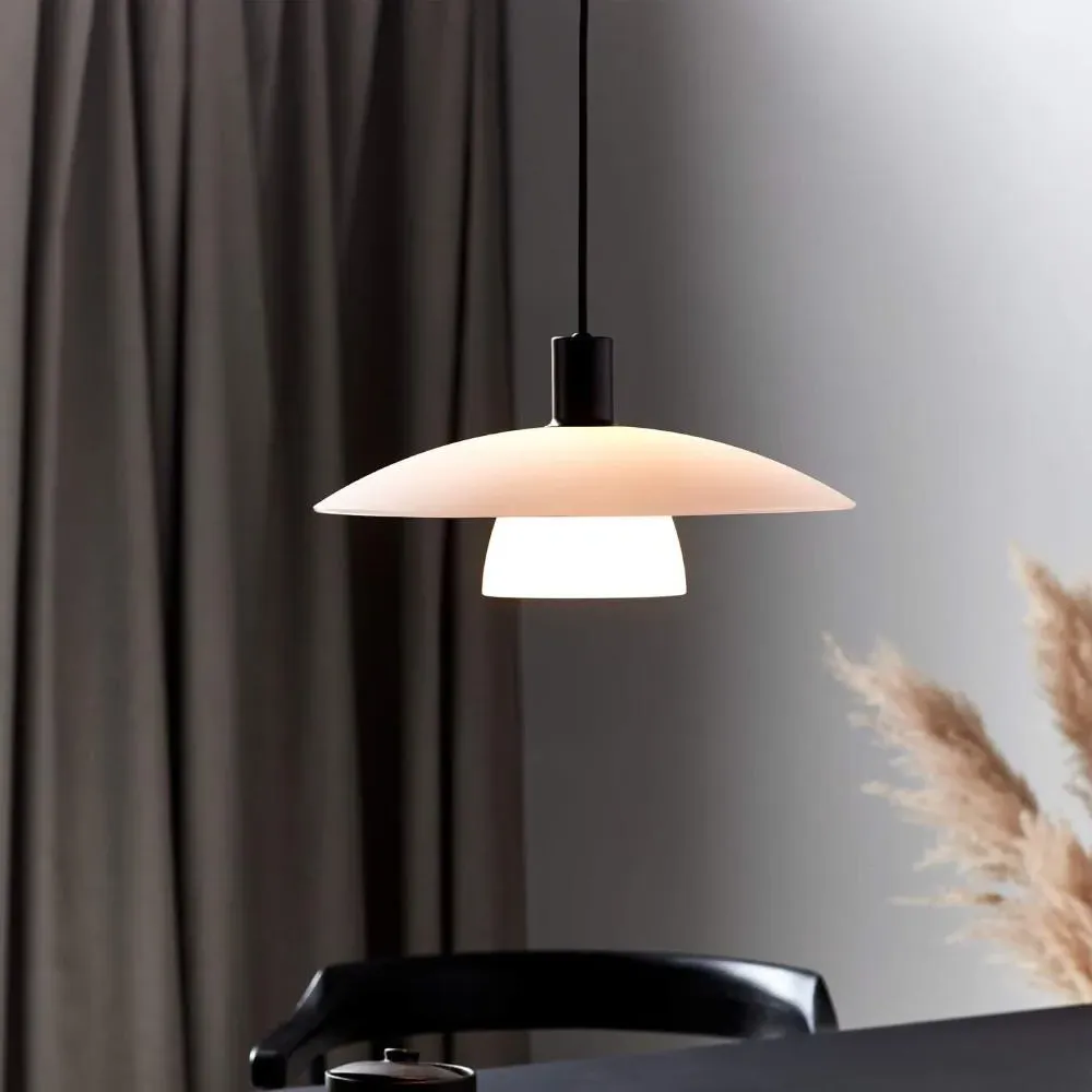 Pendant Light with Dual Shades - White, Glass image