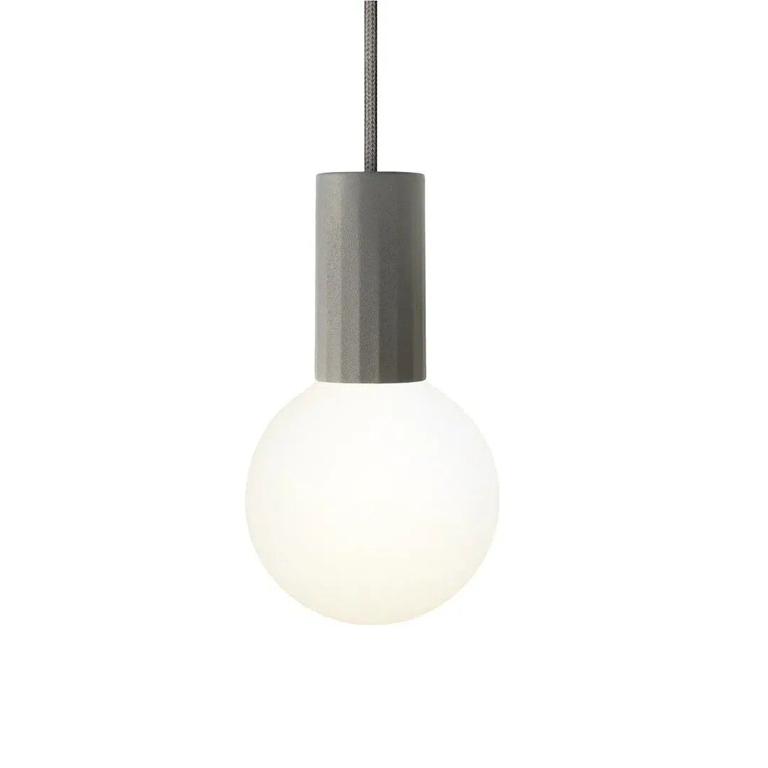 Pendant Light with Frosted Globe - Charcoal, Ceramic
