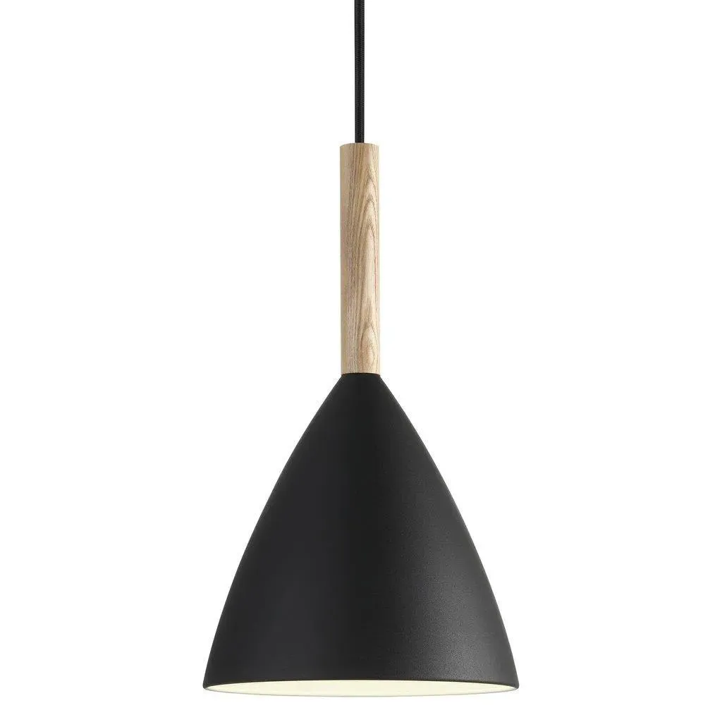 Pendant Light with Wood Accents - Black image