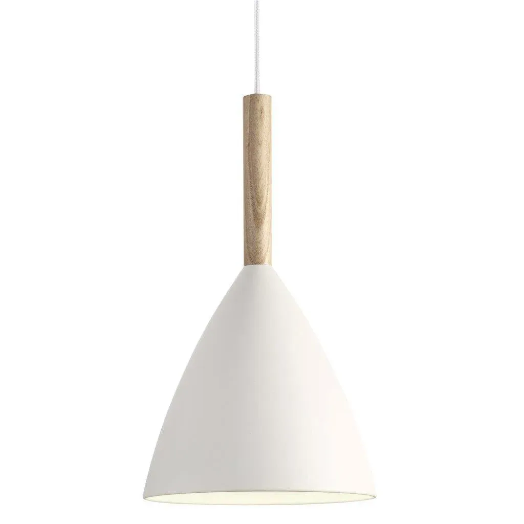 Pendant Light with Wood Accents - White