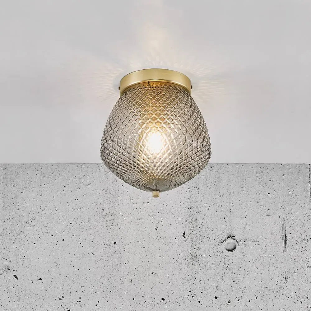 Pentagon Ceiling Light - Brass, Glass