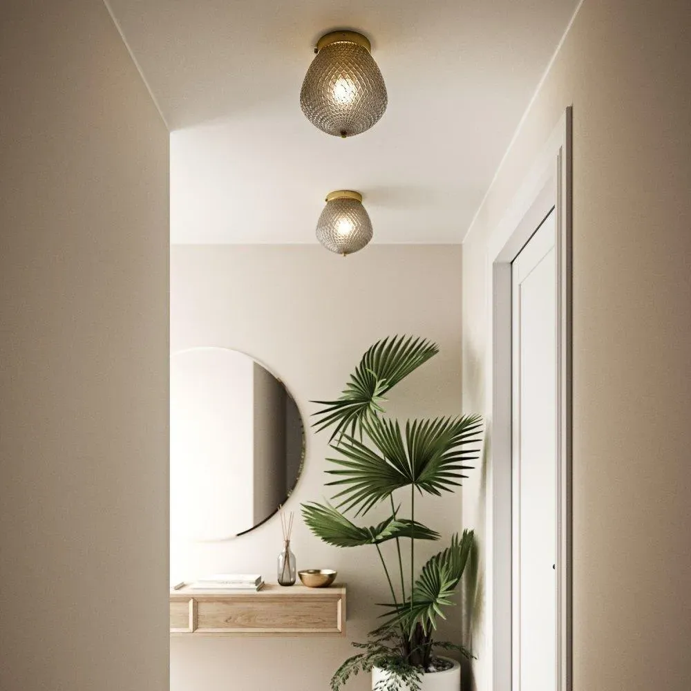 Pentagon Ceiling Light - Brass, Glass image