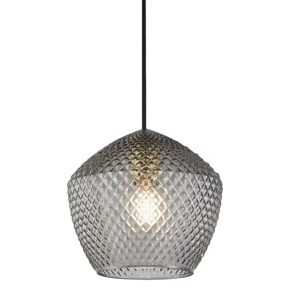 Pentagon Pendant Light - Brass, Smoked Glass