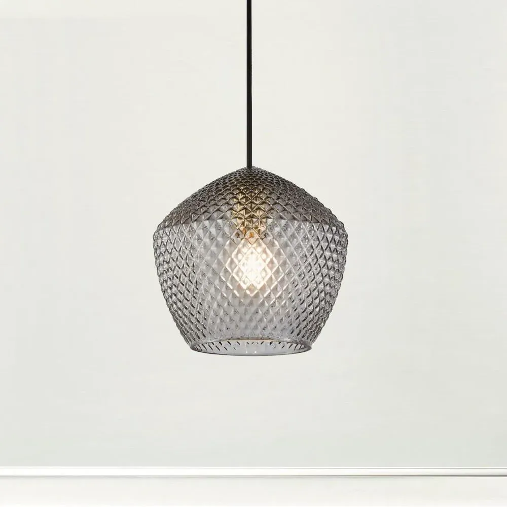 Pentagon Pendant Light - Brass, Smoked Glass