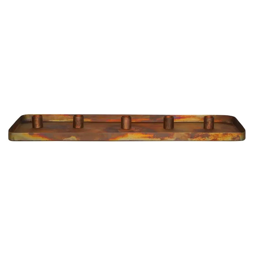Rectangular Centrepiece with Candle Holders - Copper