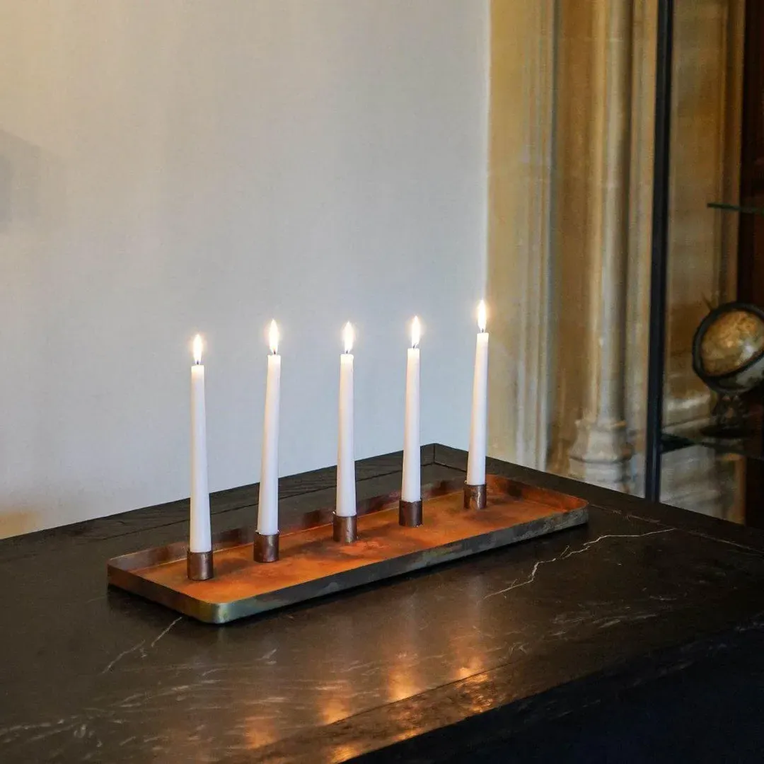 Rectangular Centrepiece with Candle Holders - Copper