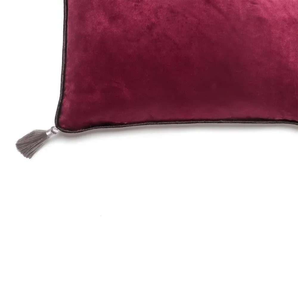 Rectangular Cushion with Tassels - Purple, Velvet