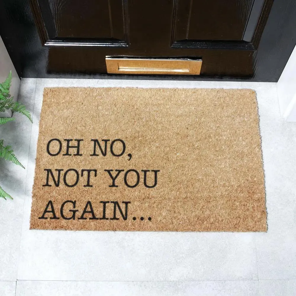 Rectangular Doormat with Typography - Black, Coir