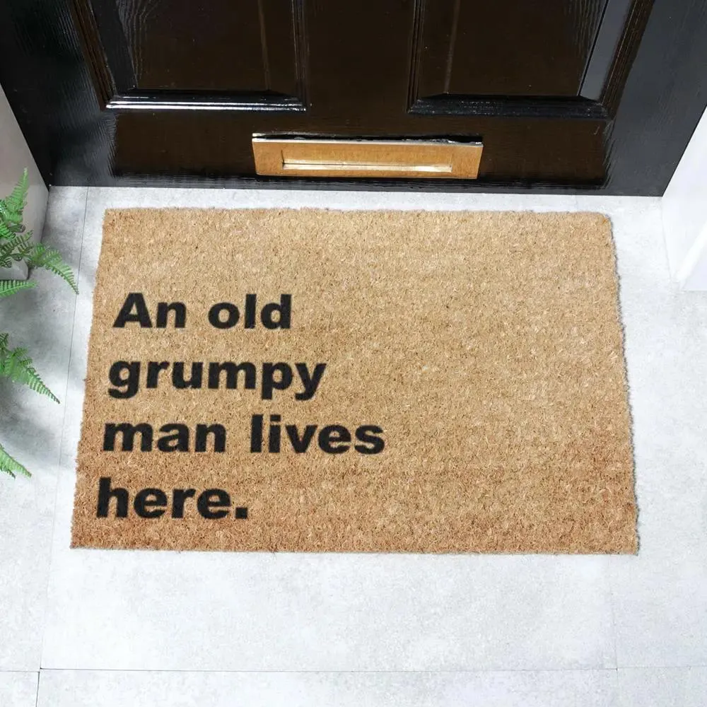 Rectangular Doormat with Typography - Black, Coir