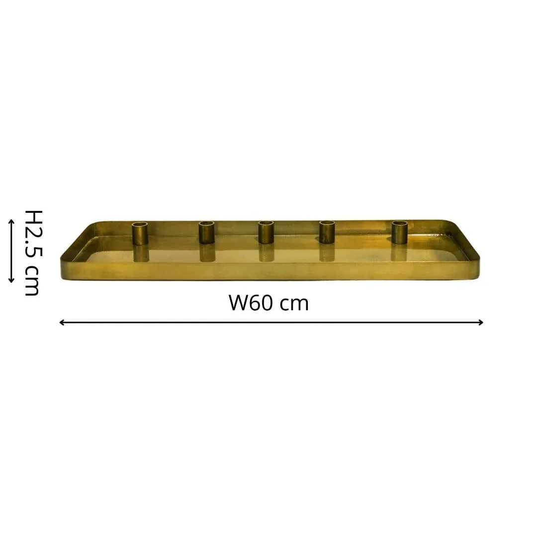 Rectangular Tray with Magnetic Candle Holders - Gold