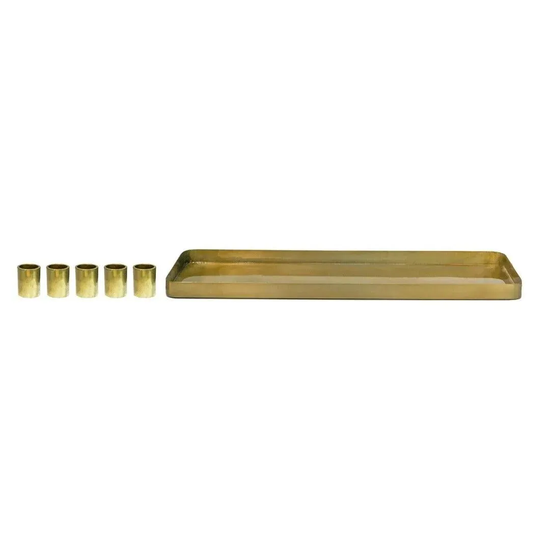 Rectangular Tray with Magnetic Candle Holders - Gold