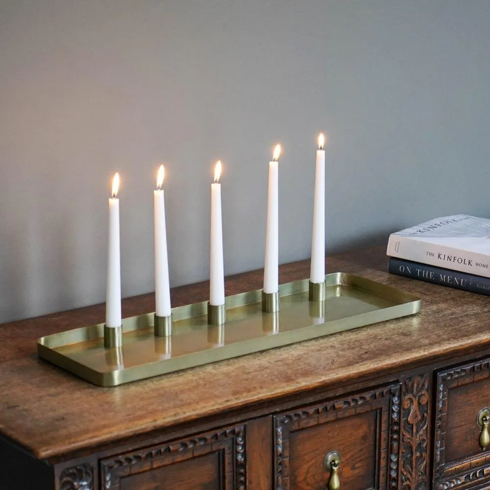 Rectangular Tray with Magnetic Candle Holders - Gold image